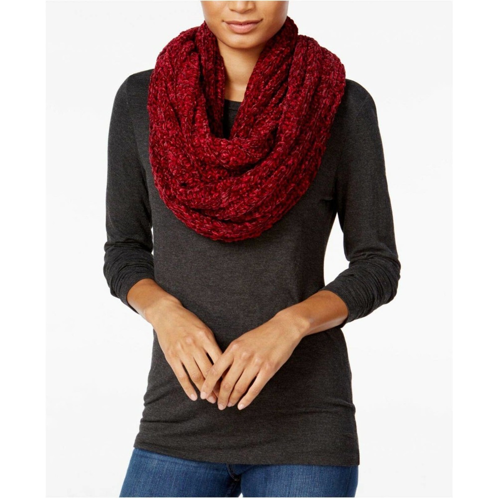 Charter Club velvety MULBERRY RED WINTER SCARF INFINITY LOOP
